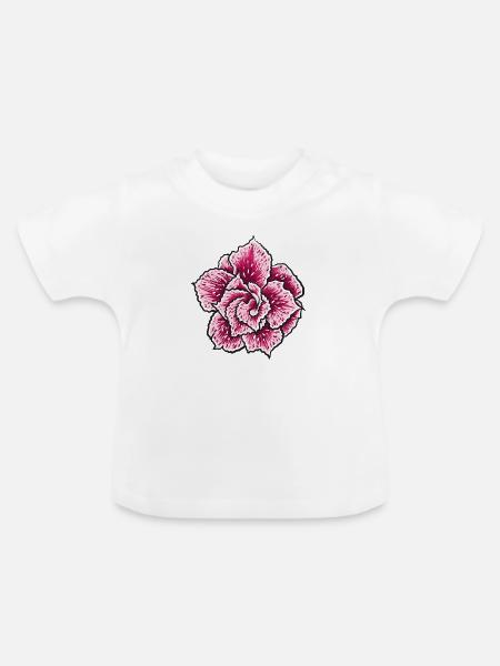 Blume - Baby Bio-T-Shirt mit Rundhals - Weiß