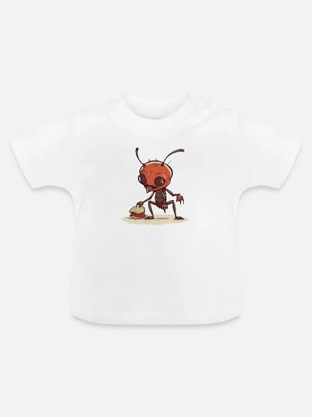 Glimmer die Ameise - Baby Bio-T-Shirt mit Rundhals - Weiß