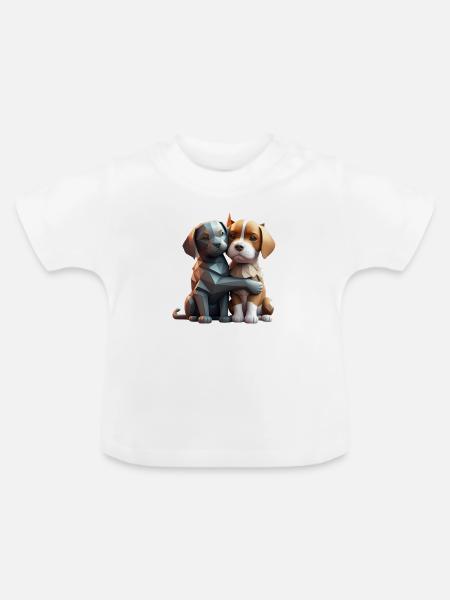 Dog Love - Baby Bio-T-Shirt mit Rundhals - Weiß