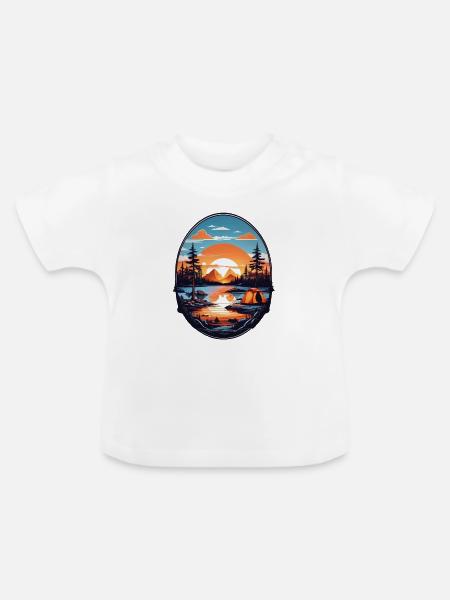Camping Zeit - Baby Bio-T-Shirt mit Rundhals - Weiß