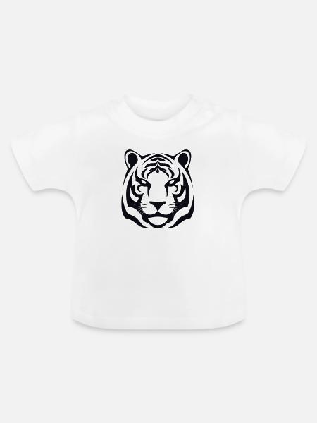 Felin Dschungel-Tigerkopf - Baby Bio-T-Shirt mit Rundhals - Weiß