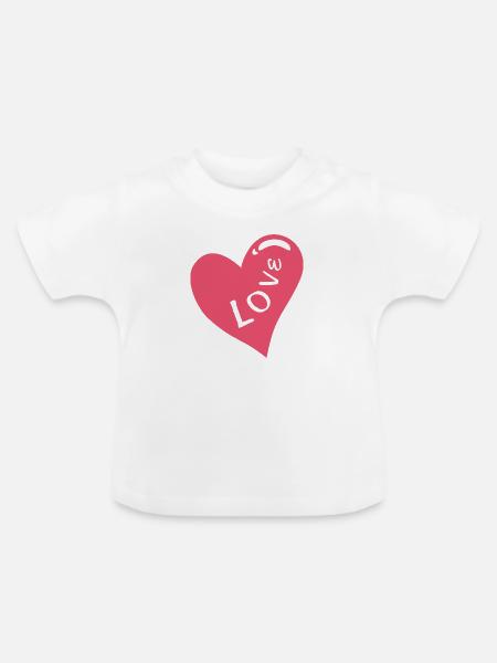 Rosa Herz - Baby Bio-T-Shirt mit Rundhals - Weiß