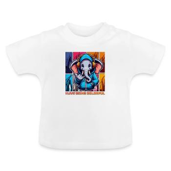 I live being colorful - Baby Bio-T-Shirt mit Rundhals - Weiß - Vorne