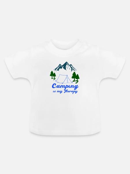 camping therapy - Baby Bio-T-Shirt mit Rundhals - Weiß
