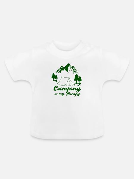 camping therapy - Baby Bio-T-Shirt mit Rundhals - Weiß