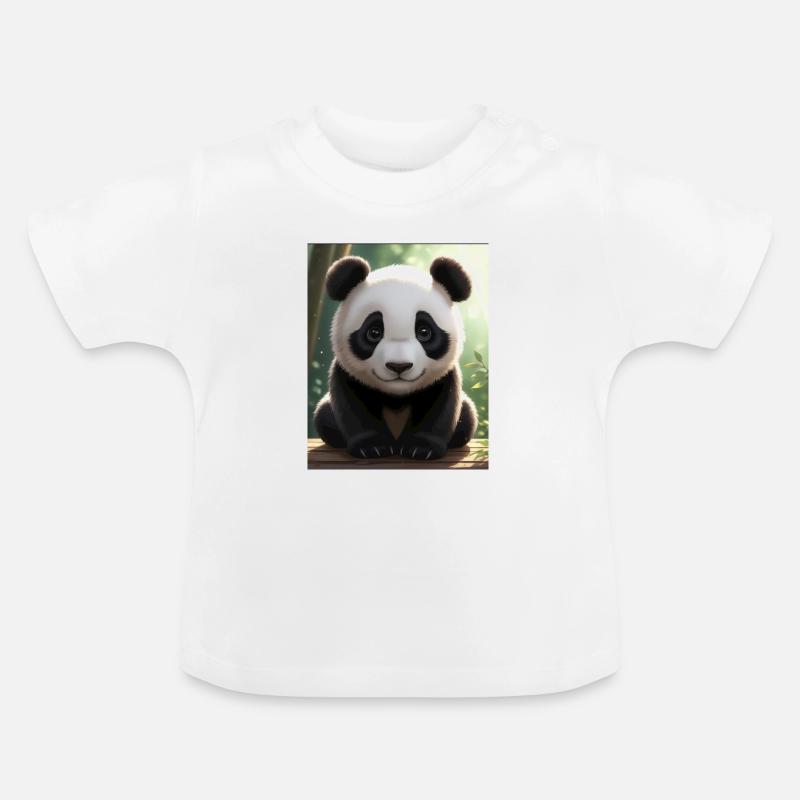 Panda Design - Baby Bio-T-Shirt mit Rundhals - Weiß