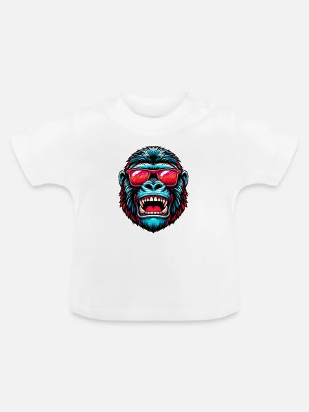 Gorillas mit Sonnenbrille - Baby Bio-T-Shirt mit Rundhals - Weiß
