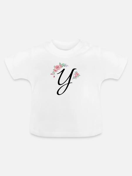 Brief und Blumen - Baby Bio-T-Shirt mit Rundhals - Weiß
