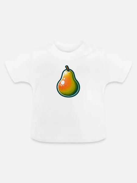 Grüne Birne - Baby Bio-T-Shirt mit Rundhals - Weiß
