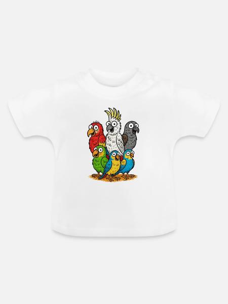 Lebendige Papageienbande Illustration - Baby Bio-T-Shirt mit Rundhals - Weiß