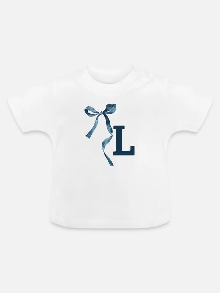 Monogramm l Geschenkidee - Baby Bio-T-Shirt mit Rundhals - Weiß