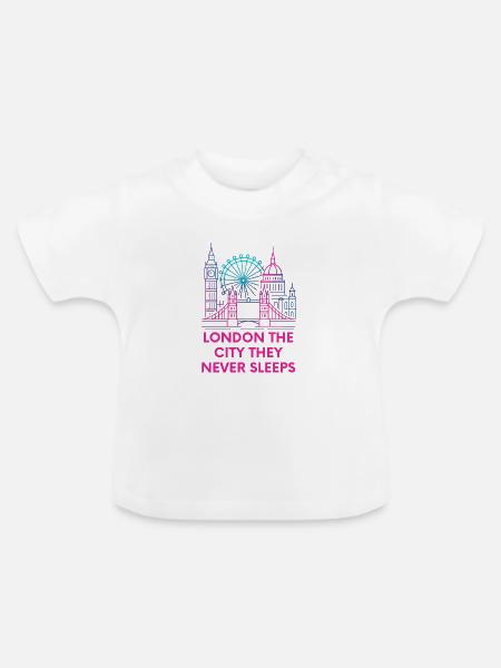 London Neon Skyline Nightlife - Baby Bio-T-Shirt mit Rundhals - Weiß