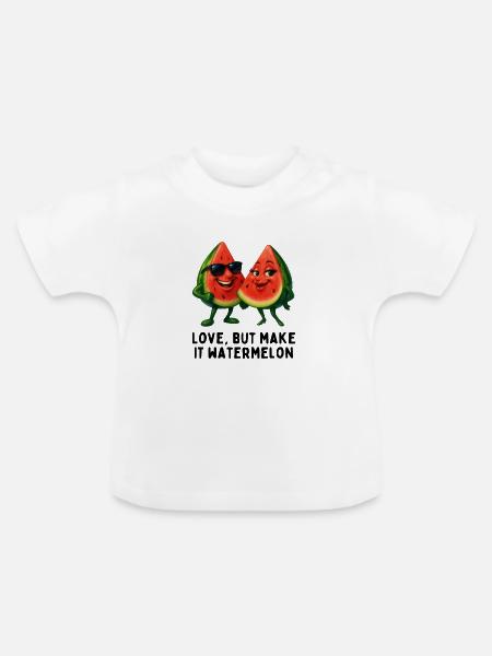 Love, but Make It Watermelon - Baby Bio-T-Shirt mit Rundhals - Weiß