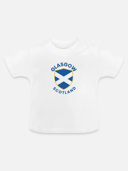 Glasgow Scottish Shield Design - Baby Bio-T-Shirt mit Rundhals - Weiß