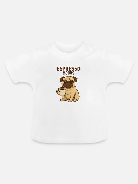Espresso Modus Pug - Baby Bio-T-Shirt mit Rundhals - Weiß
