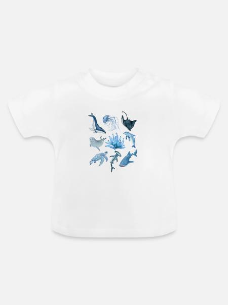 Ocean animals - Baby Bio-T-Shirt mit Rundhals - Weiß