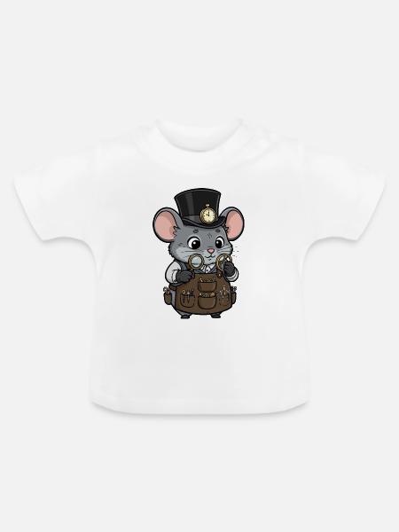Mouse Watchmaker Steampunk Zylinderuhr - Baby Bio-T-Shirt mit Rundhals - Weiß