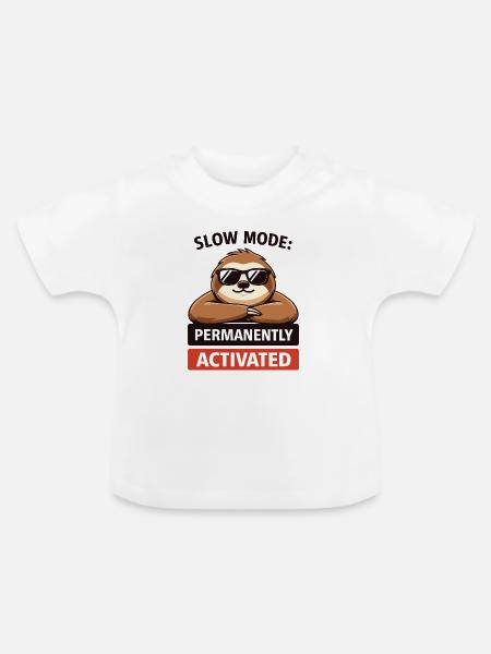 Langsamer Modus Trägheit dauerhaft aktiviert - Baby Bio-T-Shirt mit Rundhals - Weiß