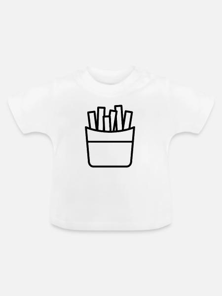 Pommes frites - Baby Bio-T-Shirt mit Rundhals - Weiß