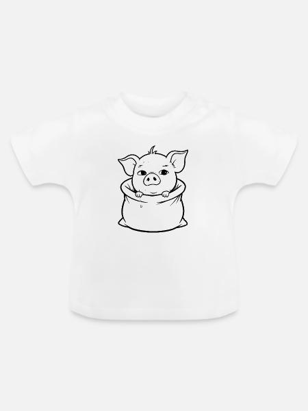 Schweinchen im Sack - Baby Bio-T-Shirt mit Rundhals - Weiß