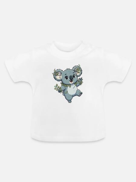 Grüner Koala mit Blattkranz - Baby Bio-T-Shirt mit Rundhals - Weiß