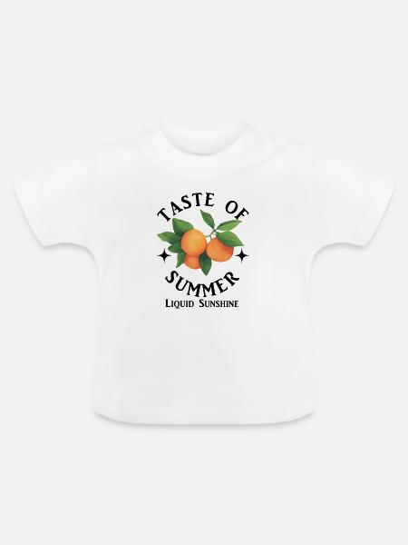 Zitrus Aquarel Orangenzweig - Baby Bio-T-Shirt mit Rundhals - Weiß