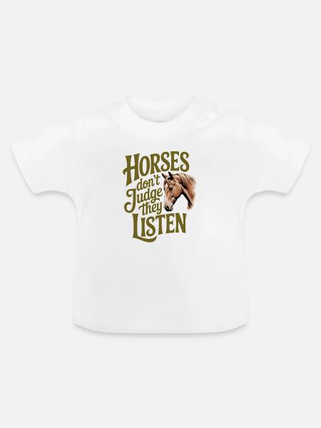 Pferde hören zu - Baby Bio-T-Shirt mit Rundhals - Weiß