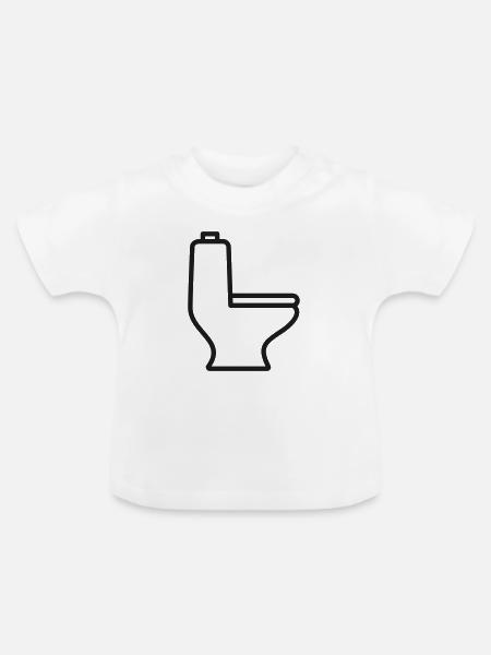 Minimales Toiletten-Linien-Symbol - Baby Bio-T-Shirt mit Rundhals - Weiß
