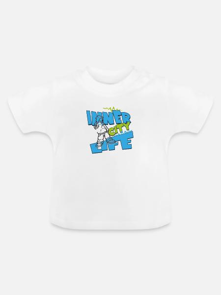 Innenstadtleben – Stadtkultur Grafikdesign - Baby Bio-T-Shirt mit Rundhals - Weiß