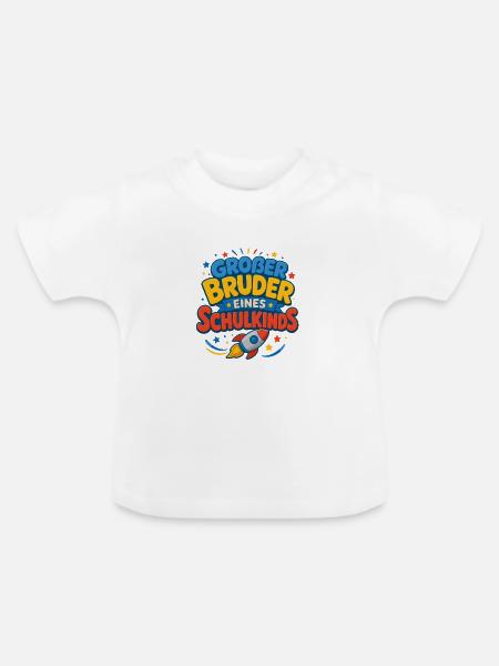 Großer Bruder eines Schulkindes Rakete - Baby Bio-T-Shirt mit Rundhals - Weiß