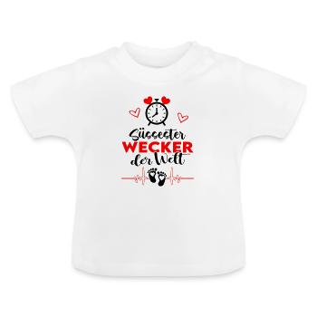 Bester Wecker der Welt Süß Baby Säugling - Baby Bio-T-Shirt mit Rundhals - Weiß - Vorne