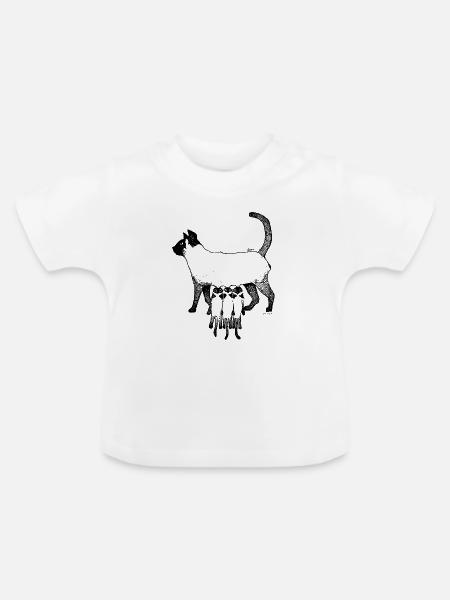 SIAMES-KATZE – MUTTERKATZE - Baby Bio-T-Shirt mit Rundhals - Weiß