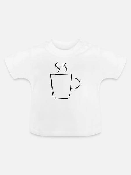 Kaffeepause handgezeichnet - Baby Bio-T-Shirt mit Rundhals - Weiß