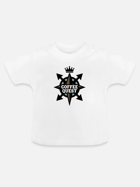 Coffee Quest Kompass Wappen - Baby Bio-T-Shirt mit Rundhals - Weiß