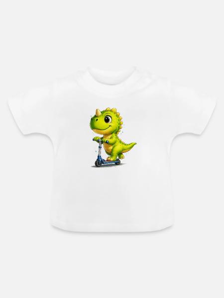 Skate Dino - Baby Bio-T-Shirt mit Rundhals - Weiß