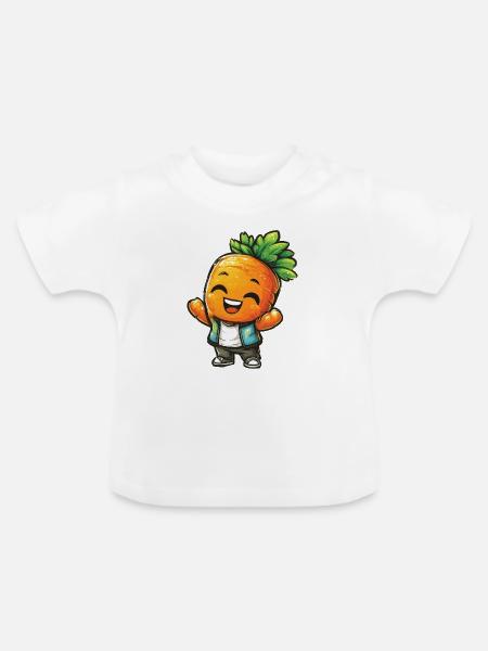 Fröhlicher Karottenheld - Baby Bio-T-Shirt mit Rundhals - Weiß