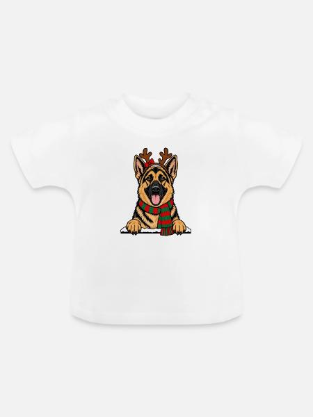 Weihnachten Deutscher Schäferhund - Baby Bio-T-Shirt mit Rundhals - Weiß