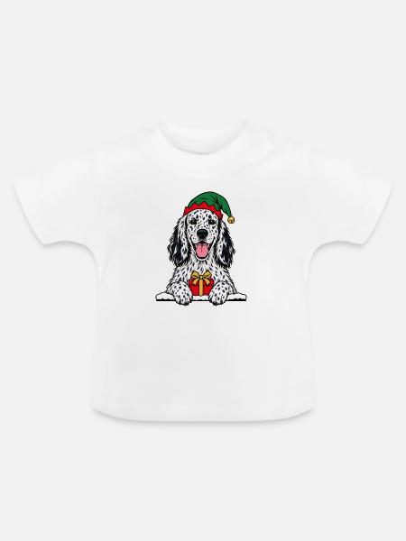 Weihnachten English Setter - Baby Bio-T-Shirt mit Rundhals - Weiß
