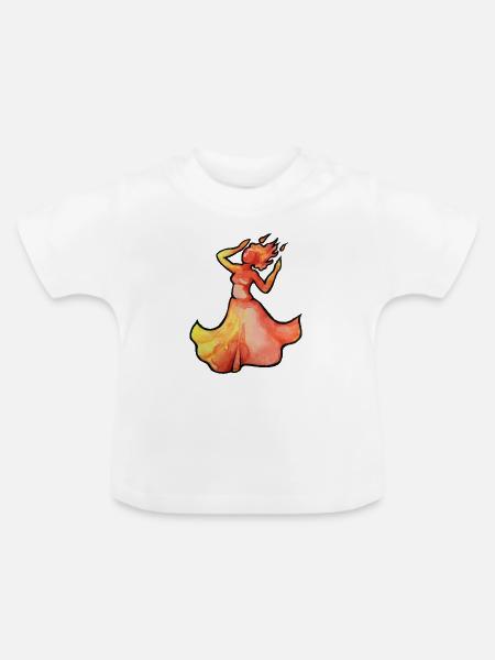 Flammentänzerin Aquarell - Baby Bio-T-Shirt mit Rundhals - Weiß