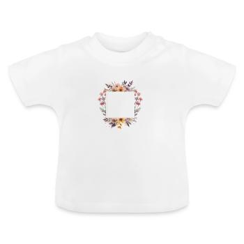Personalisierbar Boho Bouquet eckig - Baby Bio-T-Shirt mit Rundhals - Weiß - Vorne