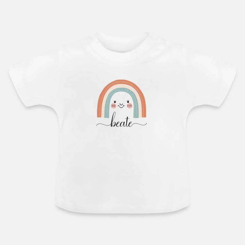 Beate ! Arc-en-ciel, personnalisable - T-shirt bio col rond Bébé - blanc