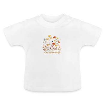 Omi ist die Beste! Blumen, personalisierbar - Baby Bio-T-Shirt mit Rundhals - Weiß - Vorne