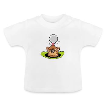Retro Vintage Golfbaan Golf Gopher van de Stijl van Grunge - Baby biologisch T-shirt met ronde hals - wit - Voor