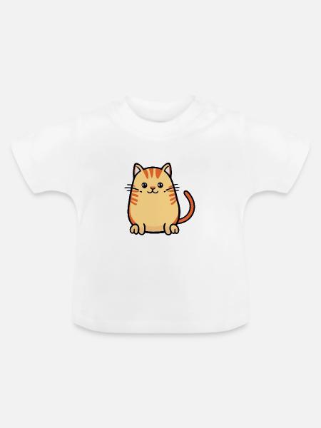 Einfach niedliches Kätzchen - Baby Bio-T-Shirt mit Rundhals - Weiß
