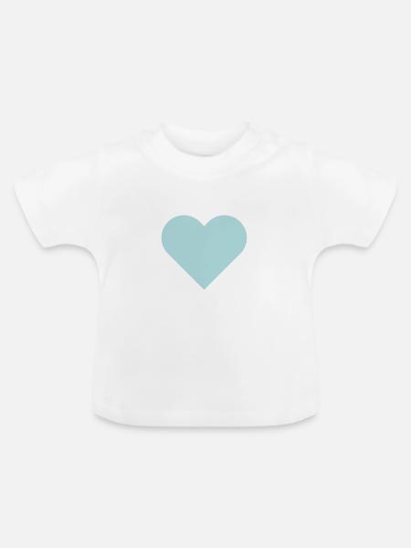 HERZ eisblau - Baby Bio-T-Shirt mit Rundhals - Weiß
