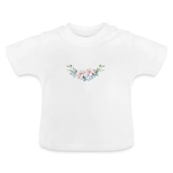 Floral Bouquet, Blue, Pink Personalizable - Baby Organic T-Shirt with Round Neck - white - Front