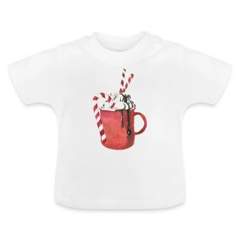Heiße Schokolade und Marshmallows - Baby Bio-T-Shirt mit Rundhals - Weiß - Vorne