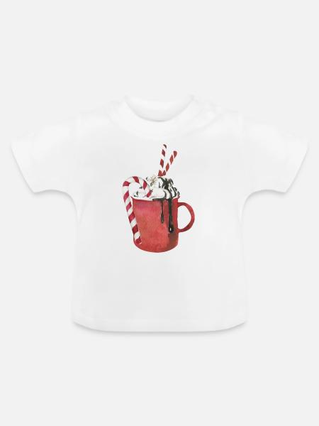 Heiße Schokolade und Marshmallows - Baby Bio-T-Shirt mit Rundhals - Weiß