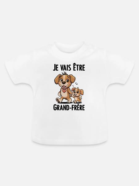 Je vais être grand-frère - futur grand frère - T-shirt bio col rond Bébé - blanc