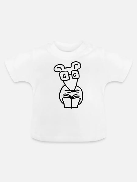 Leseratte - Line - Baby Bio-T-Shirt mit Rundhals - Weiß